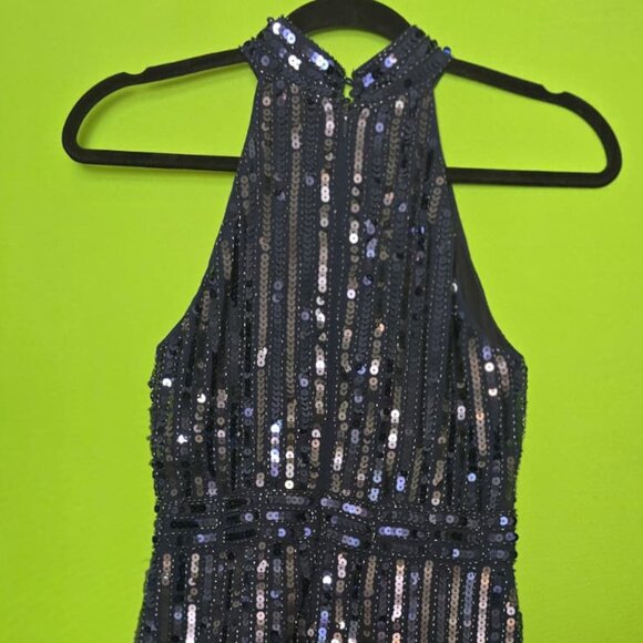 Verty Embellished Halter Cocktail Dress Black/Navy S - Picture 4 of 7